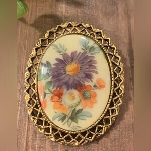 Vintage Floral Pendant Brooch